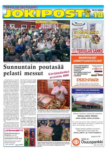 Sunnuntain poutasÃ¤Ã¤ pelasti messut - Tervola