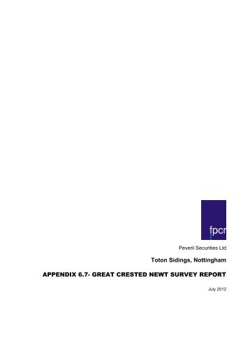 GREAT CRESTED NEWT SURVEY REPORT - Planning Applications