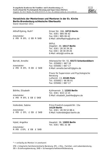 Verzeichnis der Mentorinnen und Mentoren in der Ev ... - EKFuL