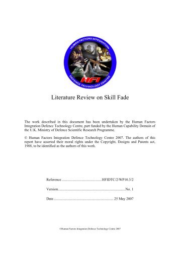 Literature Review on Skill Fade - Human Factors Integration ...