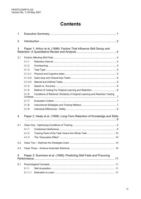 Literature Review on Skill Fade - Human Factors Integration ...