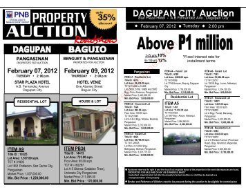 PNB foreclosed properties listing for the Dagupan auction on ...