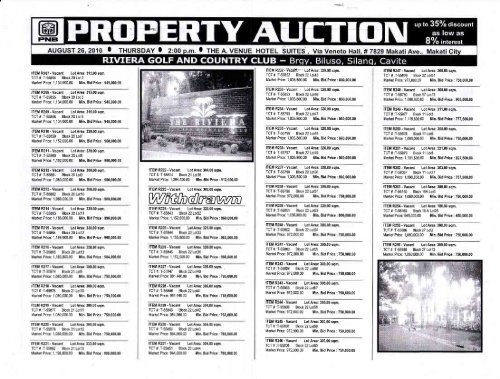 the PNB Riviera Golf and Country Club properties for auction in PDF ...
