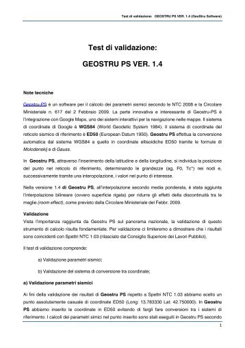 Test di validazione: GEOSTRU PS VER. 1.4 - GeoStru Software