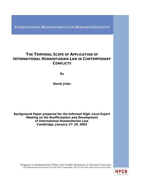 the temporal scope of application of international humanitarian law ...