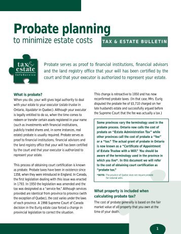 Probate planning - Assante Wealth Management