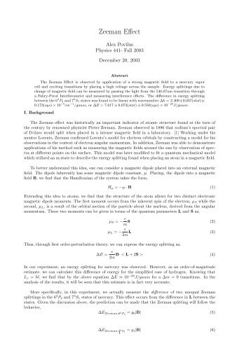 Zeeman Effect - Experimental Physics