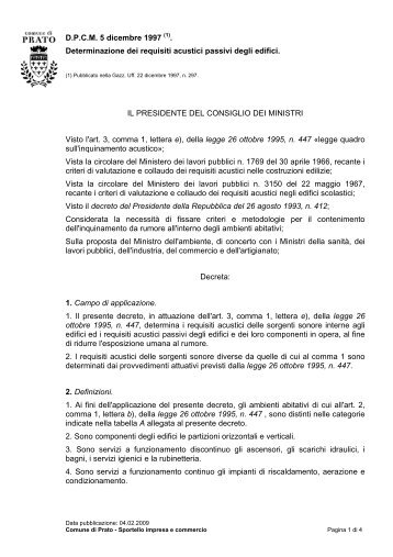 DPCM 05.12.1997 - Requisiti acustici passivi ... - Comune di Prato