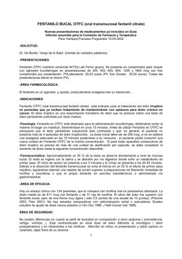 oral transmucosal fentanil citrate - El Comprimido