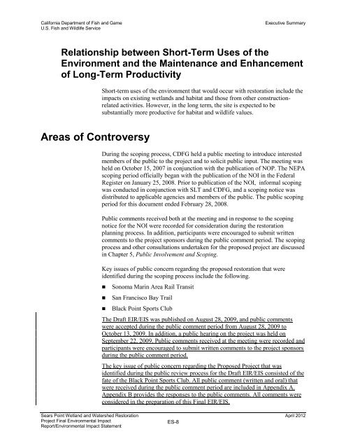 Environmental Impact Statement - Sonoma Land Trust