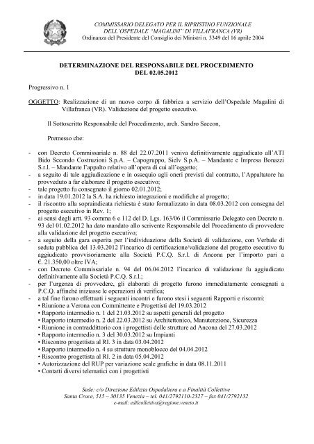 Validazione del progetto esecutivo - ULSS 20 Verona