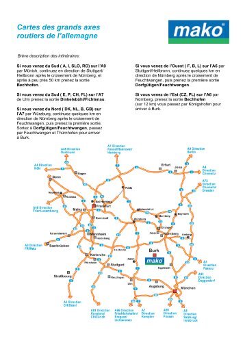 Cartes des grands axes routiers de l'allemagne - mako GmbH