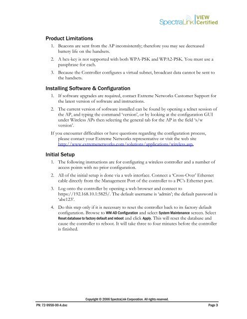 Extreme Networks Summit WM-Series Wireless Controller - Wavelink