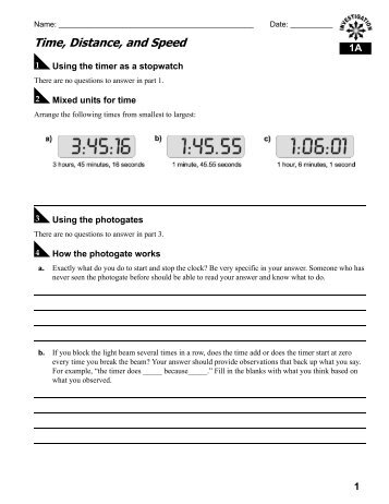 Time, Distance, and Speed - CPO Science