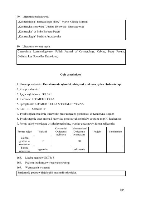 opisy przedmiotÃ³w - PaÅstwowa WyÅ¼sza SzkoÅa Zawodowa w Nysie