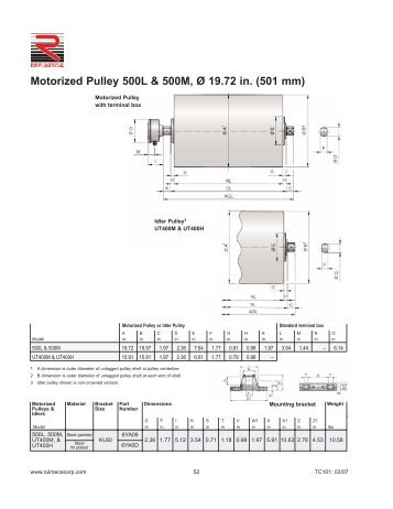 Motorized Pulley 500L & 500M, Ã 19.72 in. (501 mm)