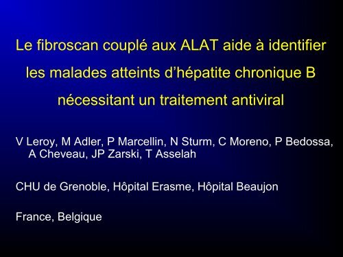 Le Fibroscan couplÃ© aux ALAT aide Ã  identifier les malades ... - Afef