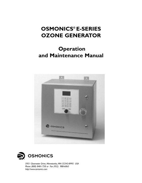OSMONICS® E-SERIES OZONE GENERATOR Operation and ...