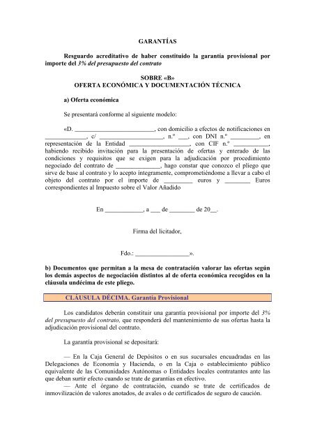 Pliego Clausulas Administrativas Particulares Reforma y AmpliaciÃ³n ...