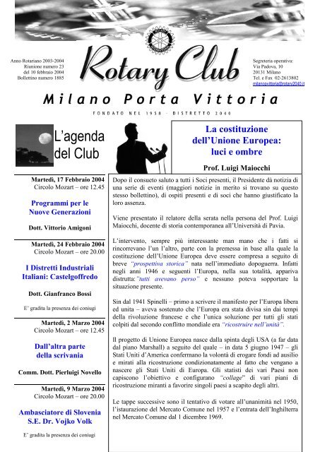 Notiziario n. 23 - Rotarymilanoportavittoria.org