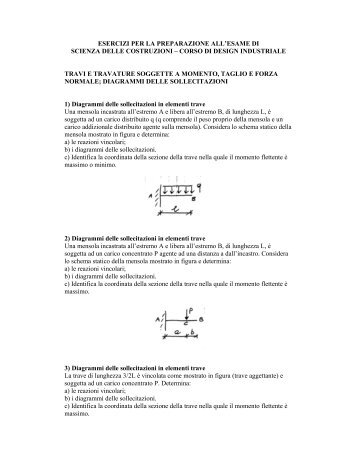 esercizi per la preparazione all'esame di scienza delle costruzioni