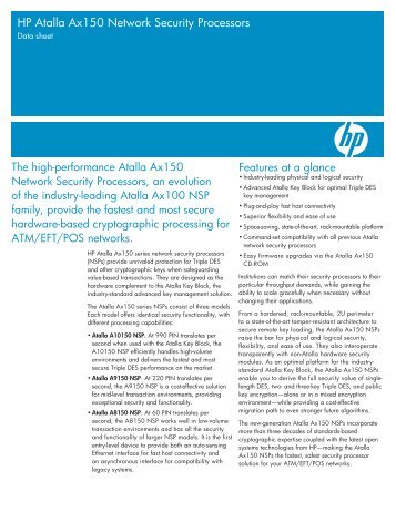HP Atalla Ax150 Network Security Processors - Hewlett-Packard