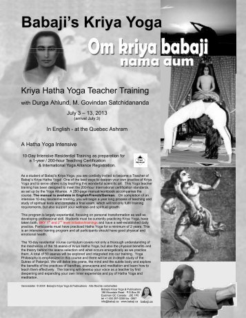 Download pdf program - Babaji's Kriya Yoga