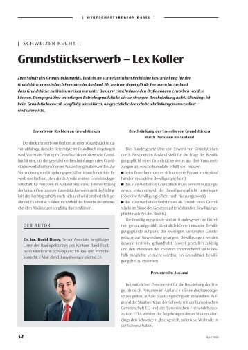 GrundstÃ¼ckserwerb - Lex Koller - Wenger Plattner