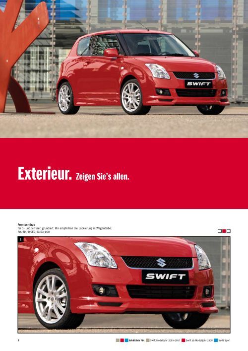 234660) Suzuki Swift - Zubehör Preisliste - Prospekt 10/2008