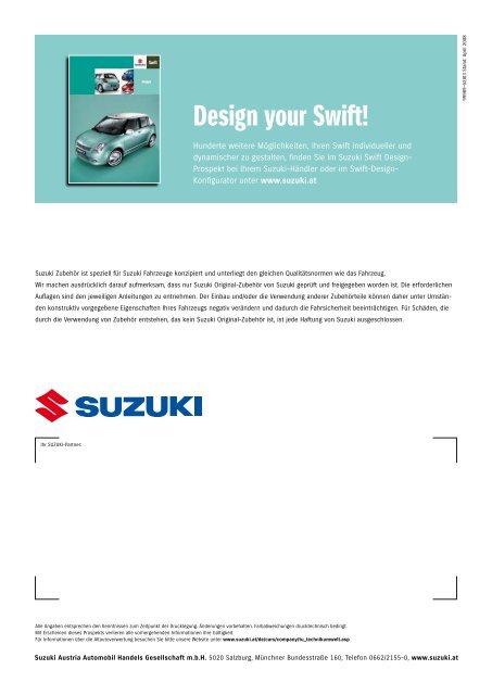 SWIFT und SWIFT SPORT Zubehörprospekt 2008 *