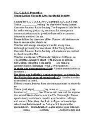 YL Net Preamble - Cascade Amateur Radio Society