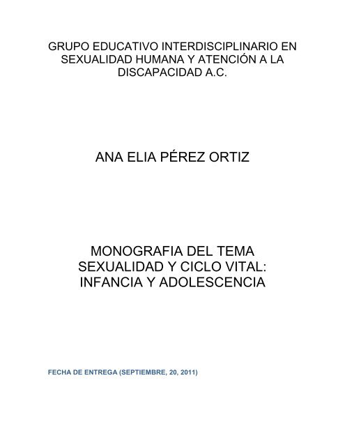 ana elia pÃ©rez ortiz monografia del tema sexualidad y ... - Geishad