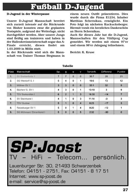 FuÃŸball A-Jugend - SV Borussia MÃ¶hnsen