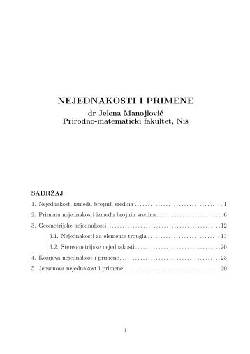 NEJEDNAKOSTI I PRIMENE