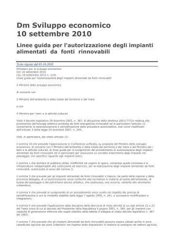 Linee Guida Nazionali per l'Autorizzazione degli Impianti Alimentati ...