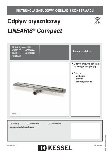 Odpływ prysznicowy LINEARIS® Compact - Kessel