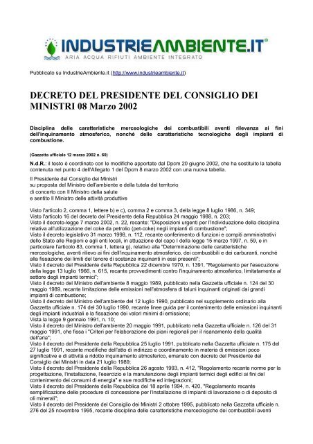 Decreto Del Presidente Del Consiglio Dei Ministri 08