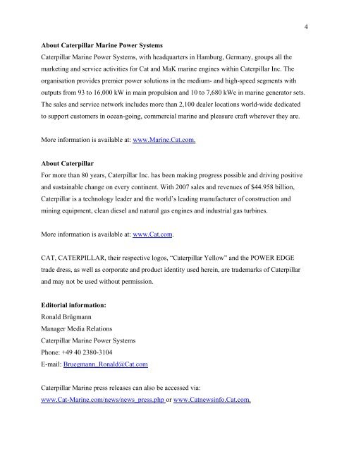 News Press Release - Marine Engines Caterpillar