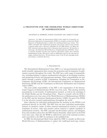 Federated World Directory of Mathematicians