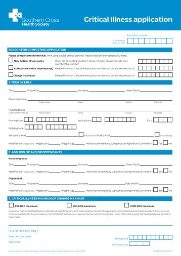 application form - Southern Cross Healthcare