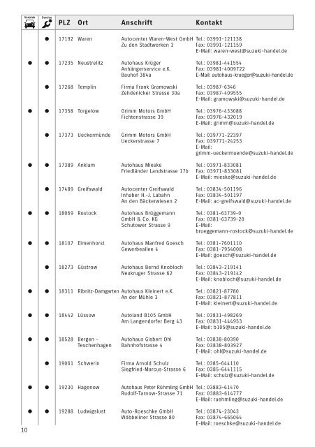 Suzuki Händlerverzeichnis Juli 2008