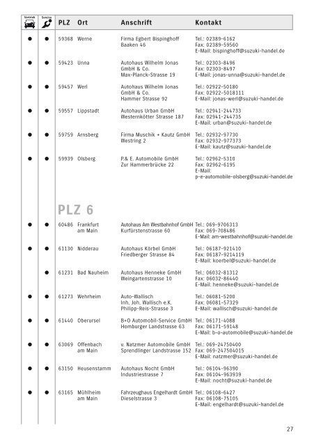 Suzuki Händlerverzeichnis Juli 2008
