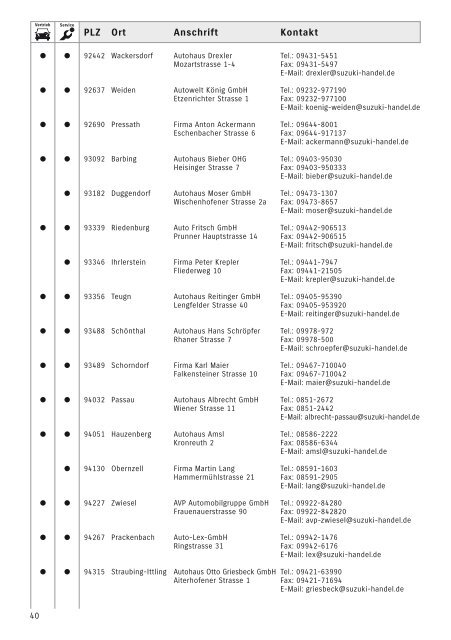 Suzuki Händlerverzeichnis Juli 2008