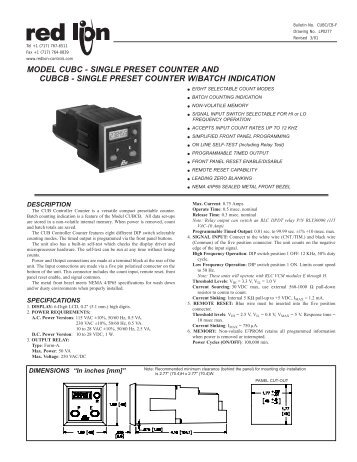 CUBC Data Sheet/Manual - Obsolete Product - Red Lion Controls