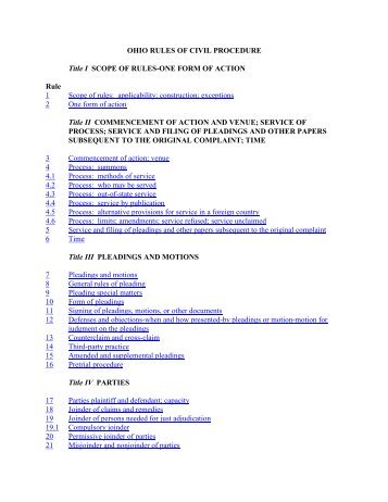 Ohio Rules of Civil Procedure - Supreme Court