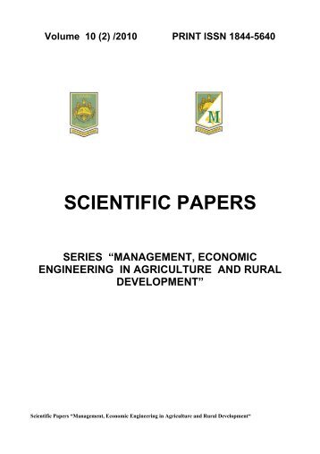 Issue 2 - Scientific Papers Series - Universitatea De Stiinte ...