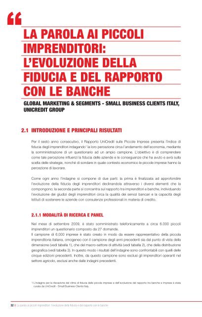 Rapporto Unicredit sulle piccole imprese le piccole imprese e il