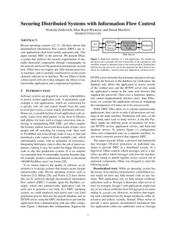 Securing Distributed Systems with Information Flow Control