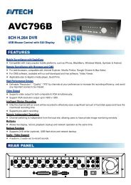 Product catalogue for AVC796B Digital Video Recorder