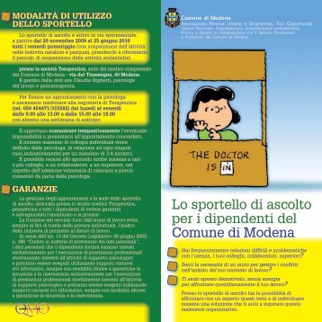 Lo sportello di ascolto per i dipendenti del Comune di Modena